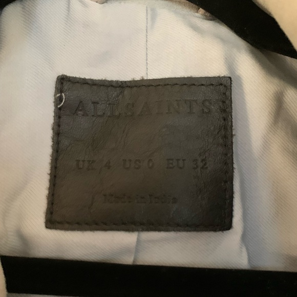 All Saints Suede Balfern Biker Jacket in Luna Blue - Picture 10 of 14